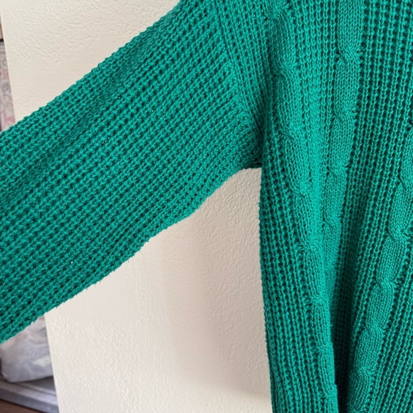 Gulf Traders Vintage 90s Sweater Men’s Size Medium Teal Green Cotton Crewneck - Picture 3 of 5